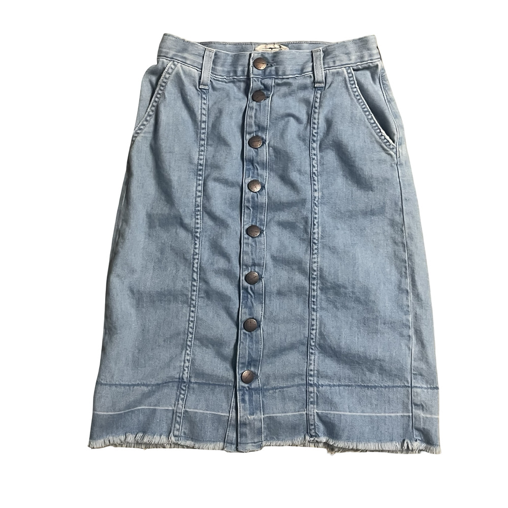 Current/Elliott Skirt Womens 0 24" Blue Denim Short‎ Sally Button Front Pockets